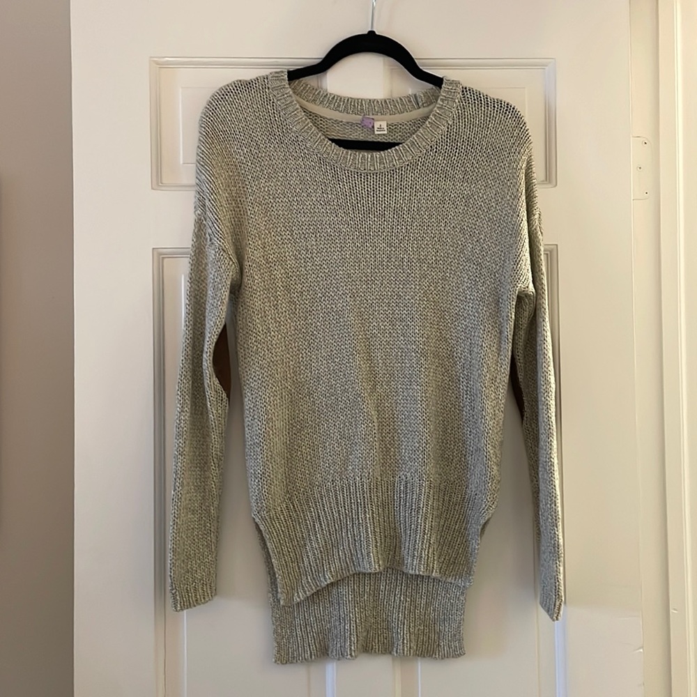 Knitted Sweater with Leather Elbow Pads